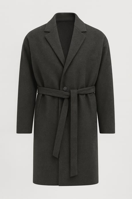 Carlo Oversize Kaşe Kumaş Fileto Cepli Kışlık Erkek Kaban - Füme