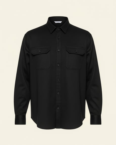 Çift Cepli İnce Fitilli Erkek Kadife Gömlek - Siyah