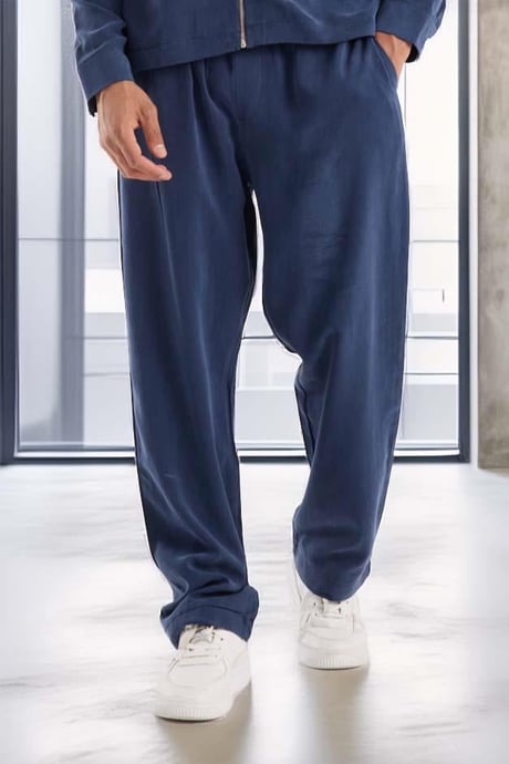 Baggy Kalıp Cupra Kumaş Jogger Erkek Eşofman Altı Pantolon - Lacivert