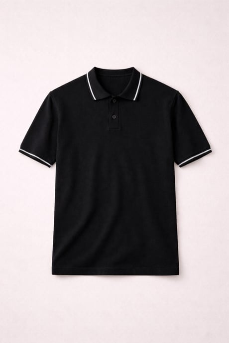 Austen Kontrast Biyeli Düğmeli Polo Yaka Kısa Kollu İnce Triko Erkek T-Shirt - Siyah