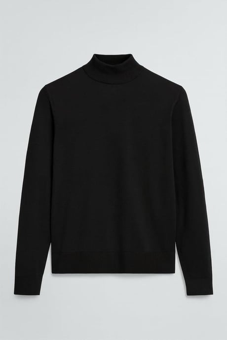 Fincher Yarım Balıkçı Fit Kalıp Boğazlı Erkek Kazak - Siyah