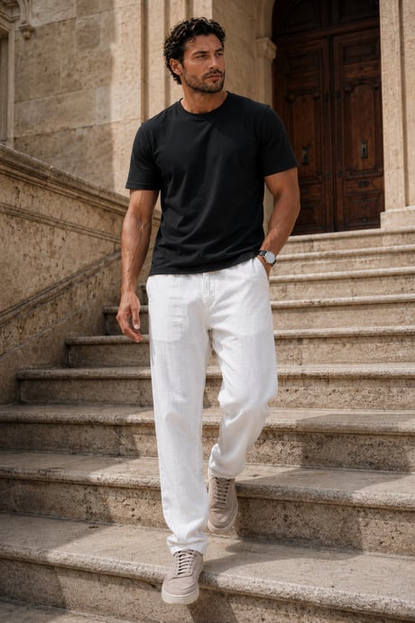 Sorrentino Relax Fit %100 Pamuk Flamlı Kumaş Erkek Jogger Pantolon - Ekru