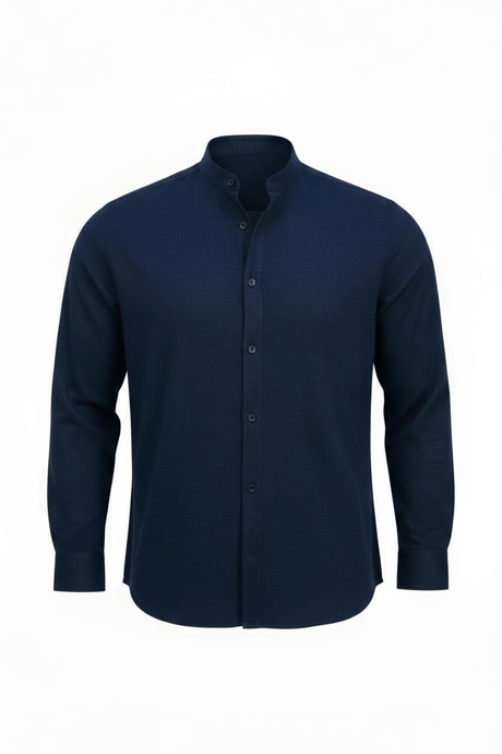 Yumuşak Dokulu Yarım Oversize Erkek Gömlek - Lacivert