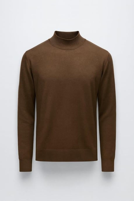 Fincher Yarım Balıkçı Fit Kalıp Boğazlı Erkek Kazak - Kahve