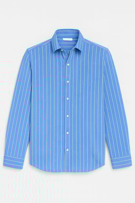 Scorsese Çizgili Relaxed Fit Erkek Gömlek - Parlement Mavi