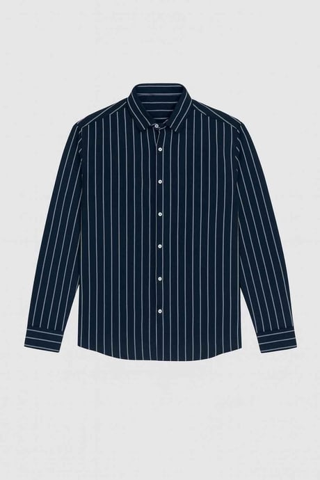 Scorsese Çizgili Relaxed Fit Erkek Gömlek - Lacivert
