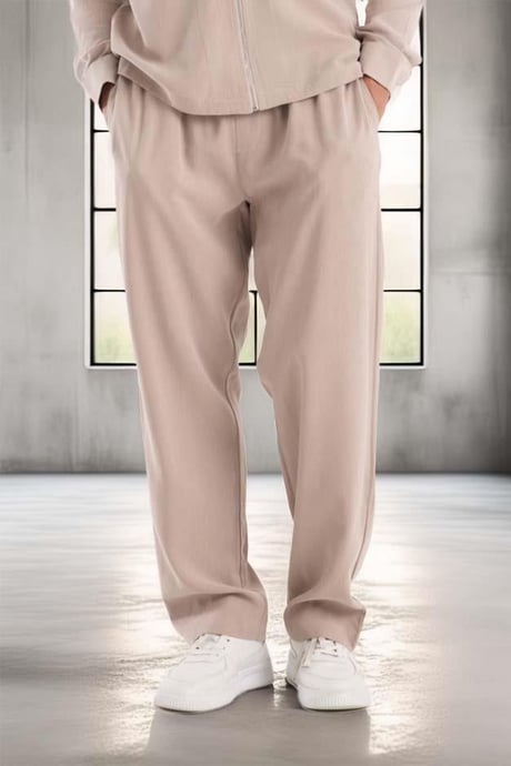 Baggy Kalıp Cupra Kumaş Jogger Erkek Eşofman Altı Pantolon - Bej