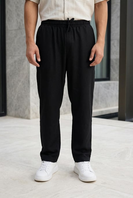 Prawer Baggy Kalıp Odessa Kumaş Jogger Erkek Pantolon- Siyah 