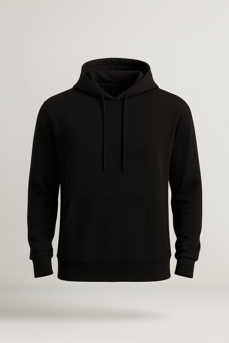 Luc Oversize Basic Dalgıç Kumaş Viskon Kapüşonlu Cepli Sweatshirt Hoodie - Siyah