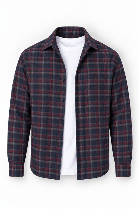 Dragon Relaxed Fit Pamuklu Kareli Flanel Erkek Gömlek - Bordo