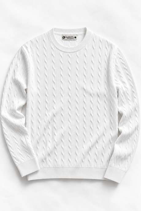 Malick İnce Saç Örgü Bisiklet Yaka Erkek Triko Kazak - Kemik