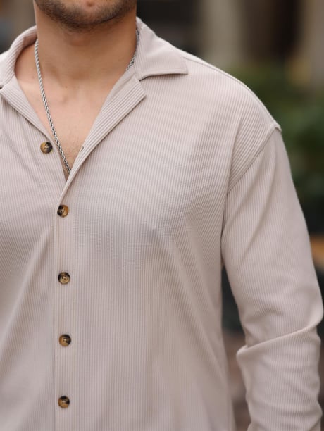 Fitilli Bowling Yaka Uzun Kollu Gömlek