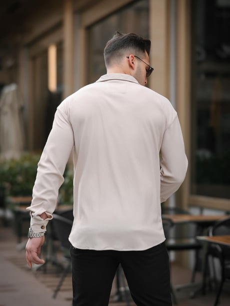 Fitilli Bowling Yaka Uzun Kollu Gömlek