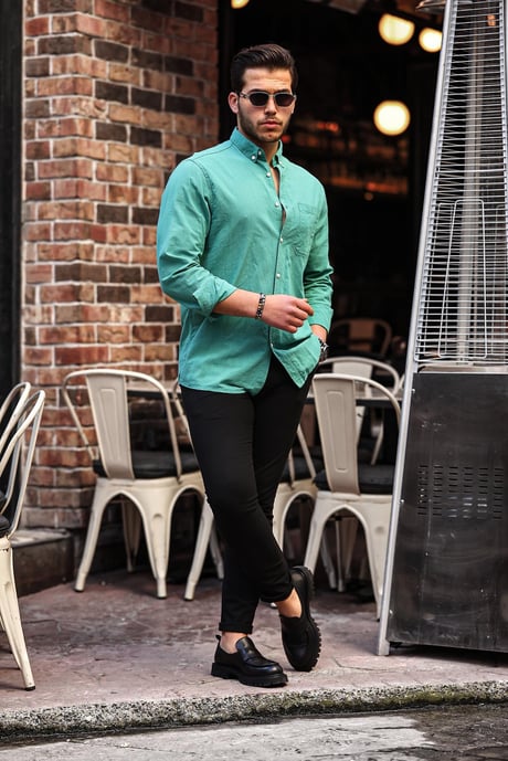 Flam Keten Tek Cepli Gömlek - Petrol