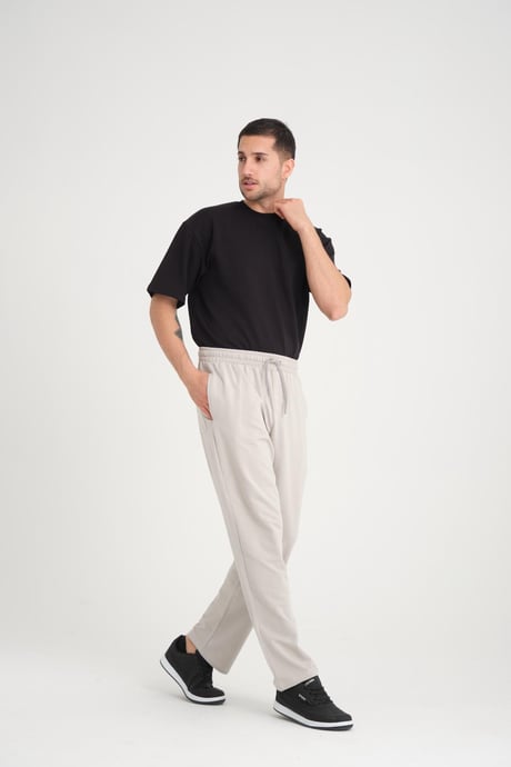İki İplik Baggy Kalıp Eşofman Altı/Pantolon - Mineral Gri