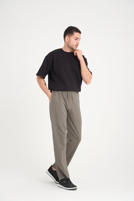 İki İplik Baggy Kalıp Eşofman Altı/Pantolon - Avcı Yeşili