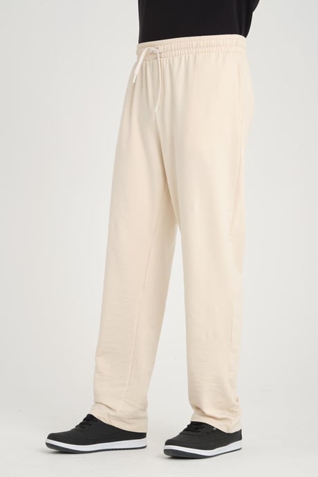 İki İplik Baggy Kalıp Eşofman Altı/Pantolon - Ham Natural
