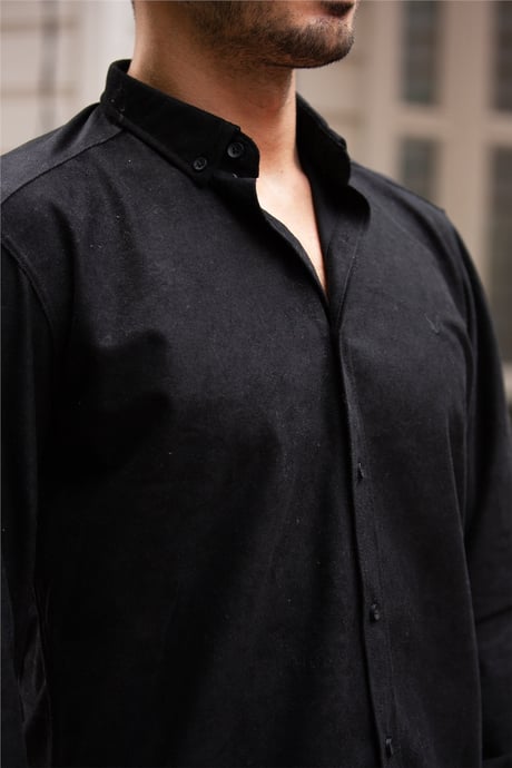 Kadife Gömlek - Siyah