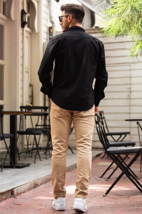 Kadife Gömlek - Siyah