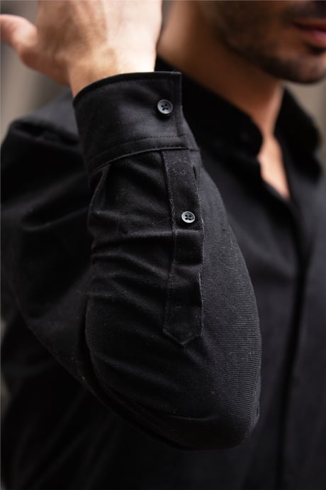 Kadife Gömlek - Siyah
