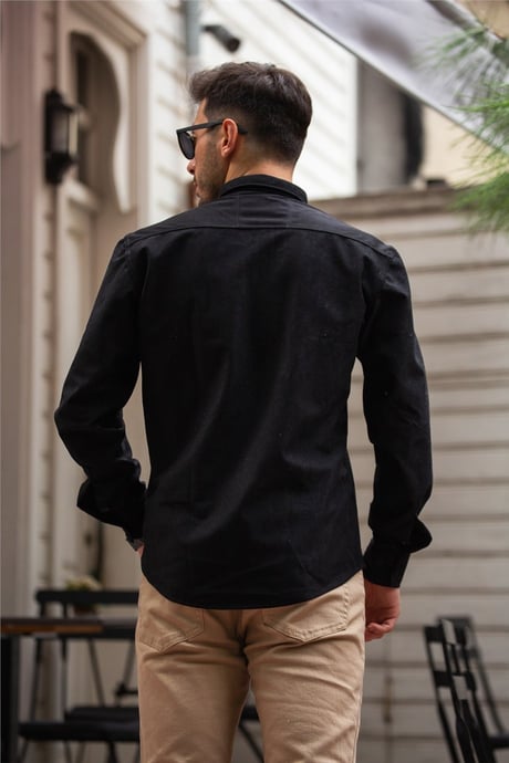 Kadife Gömlek - Siyah