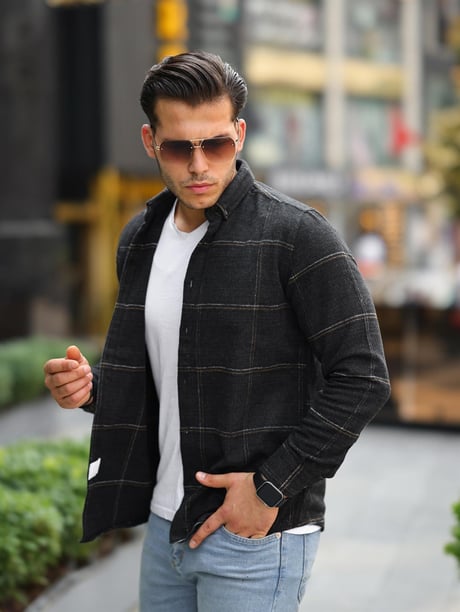 Kareli Oduncu Fit Gömlek -  Siyah