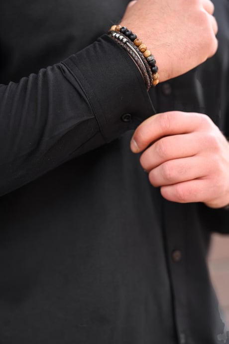 Likralı Regular Fit Nefes Alabilir Klasik Erkek Oxford Gömlek - Siyah