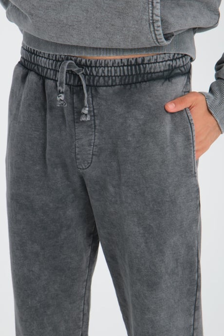 Oversize Yıkamalı Şardonlu Erkek Eşofman Takımı - Antrasit