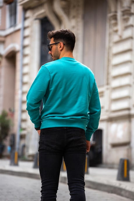 Ribanalı Fit Sweatshirt - Mavi