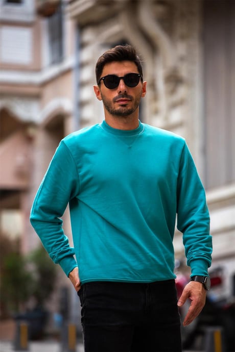 Ribanalı Fit Sweatshirt - Mavi