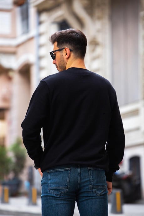 Ribanalı Fit Sweatshirt - Siyah