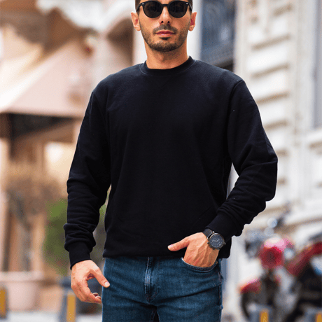 Ribanalı Fit Sweatshirt - Siyah