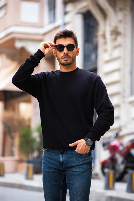 Ribanalı Fit Sweatshirt - Siyah