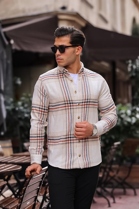 Special Desen Spor Oduncu Gömlek - Beyaz