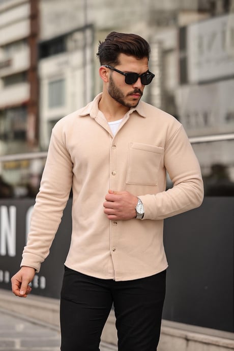 Tek Cep Polar Gömlek- AcıkBej