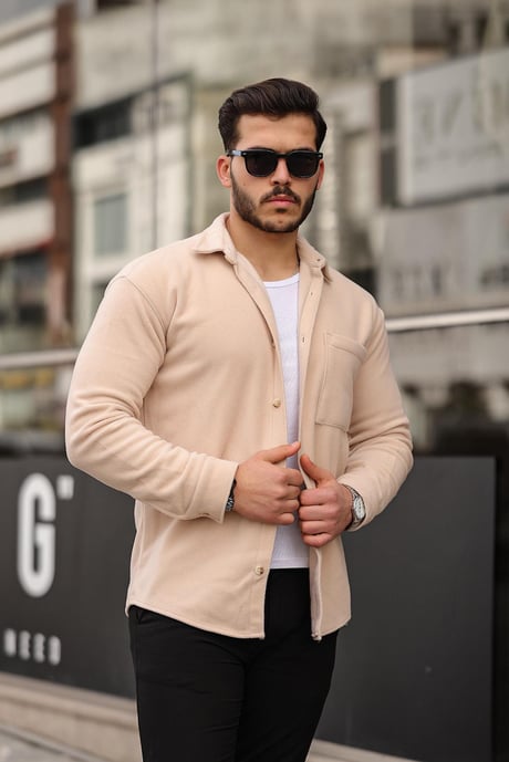 Tek Cep Polar Gömlek- AcıkBej