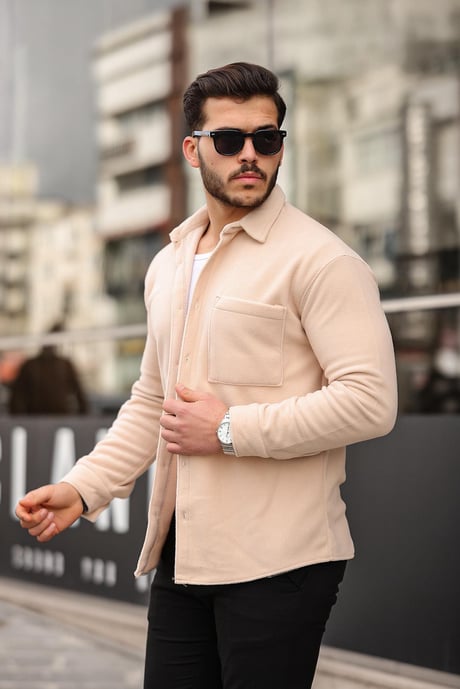 Tek Cep Polar Gömlek- AcıkBej