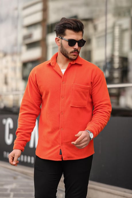 Tek Cep Polar Gömlek- Turuncu