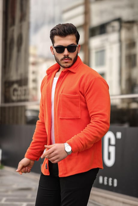 Tek Cep Polar Gömlek- Turuncu