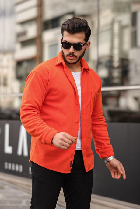 Tek Cep Polar Gömlek- Turuncu