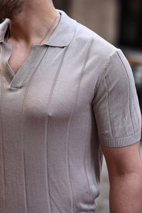 Viskon V Yaka Rahat Triko - Bej