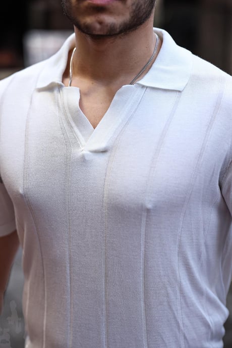 Viskon V Yaka Rahat Triko - Beyaz