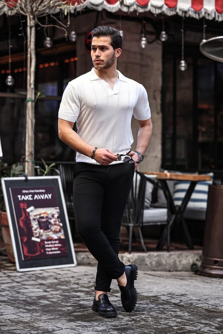 Viskon V Yaka Rahat Triko - Beyaz