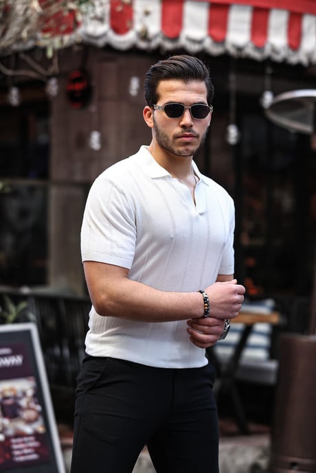 Viskon V Yaka Rahat Triko - Beyaz