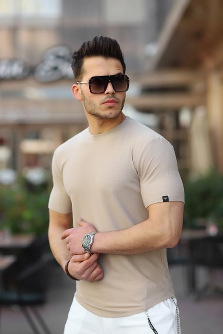 Zincir Detaylı Lastil Bel Örme Desenli Pantolon - Beyaz