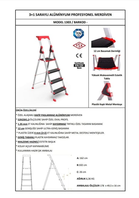 Saraylı Profesyonel Alüminyum Merdiven
