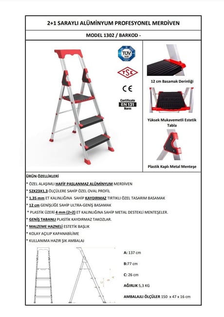 Saraylı Profesyonel Alüminyum Merdiven