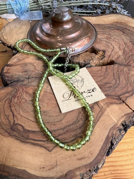 Peridot ( Zeberced) Doğal Taş Dizi Kolye 2