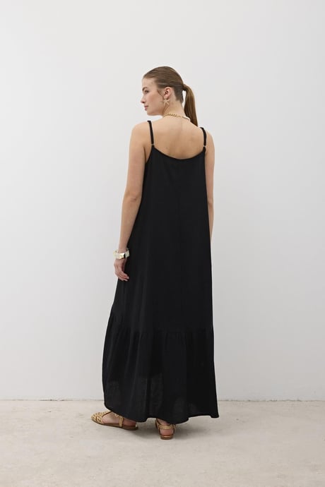 Askı Ayarlı Oversize Müslin Elbise LACİVERT