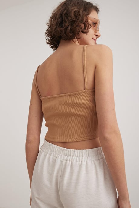 Askılı Kadın Crop Atlet CAMEL